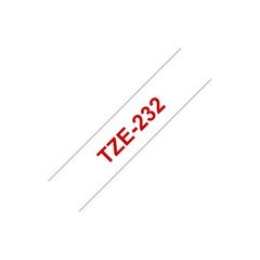 Merkkausnauha Brother TZE-232 12mm / 8m punainen teksti valkoinen pohja hinta ja tiedot | Tulostustarvikkeet | hobbyhall.fi