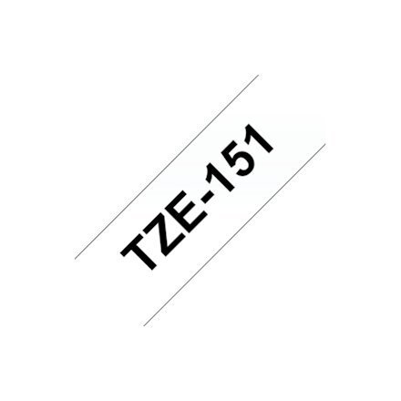 Merkkausnauha Brother TZE-151 24mm / 8m musta teksti läpinäkyvä pohja hinta ja tiedot | Tulostustarvikkeet | hobbyhall.fi