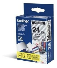 Merkkausnauha Brother TZE-151 24mm / 8m musta teksti läpinäkyvä pohja hinta ja tiedot | Tulostustarvikkeet | hobbyhall.fi