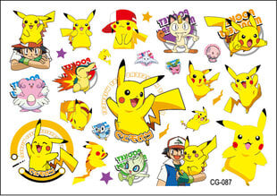 Pokemon-tatuoinnit - 4 kpl - Lasten tatuoinnit - Monivärinen Pikachu hinta ja tiedot | Koristeet ja tarrat | hobbyhall.fi