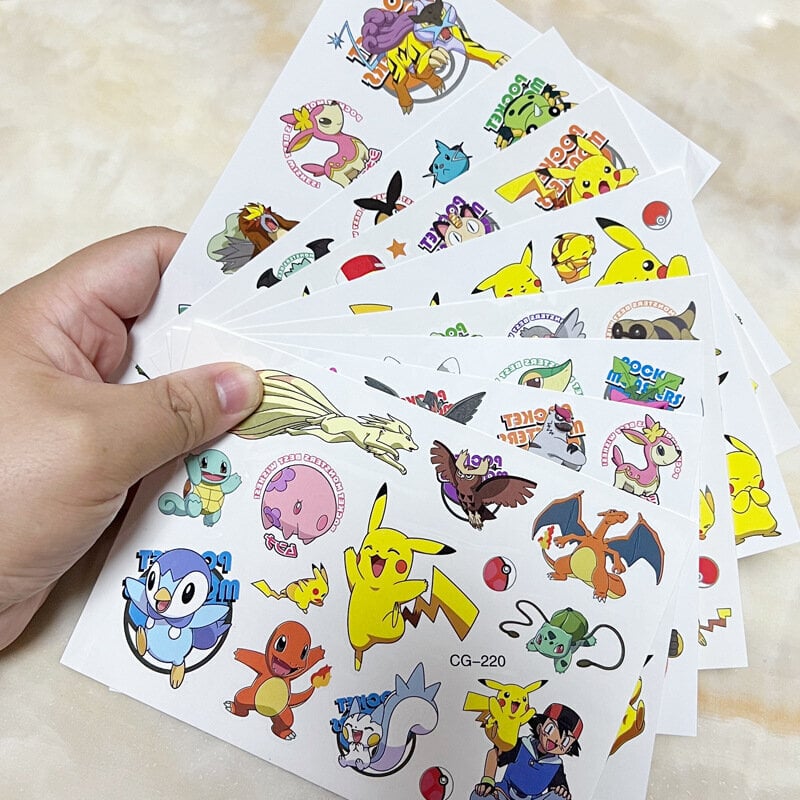 Pokemon-tatuoinnit - 4 kpl - Lasten tatuoinnit - Monivärinen Pikachu hinta ja tiedot | Koristeet ja tarrat | hobbyhall.fi