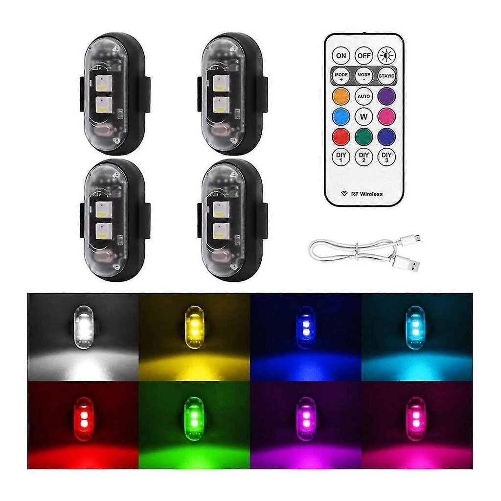 4kpl langattomat LED-vilkkuvalot kaukosäätimellä, 8 värin USB-lataus, vedenpitävät hätävaroitusvalot hinta ja tiedot | DJ-laitteet | hobbyhall.fi