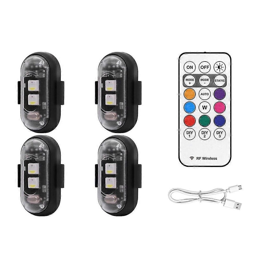 4kpl langattomat LED-vilkkuvalot kaukosäätimellä, 8 värin USB-lataus, vedenpitävät hätävaroitusvalot hinta ja tiedot | DJ-laitteet | hobbyhall.fi