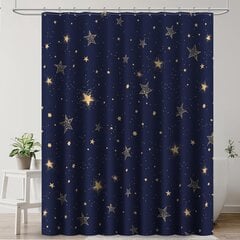 Värikäs kukkainen suihkuverho kylpyhuoneeseen, kylpyhuoneen sisustus koukuilla - Gold Stars 90x180cm hinta ja tiedot | Verhot | hobbyhall.fi