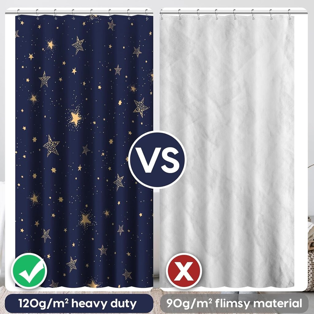 Värikäs kukkainen suihkuverho kylpyhuoneeseen, kylpyhuoneen sisustus koukuilla - Gold Stars 90x180cm hinta ja tiedot | Verhot | hobbyhall.fi