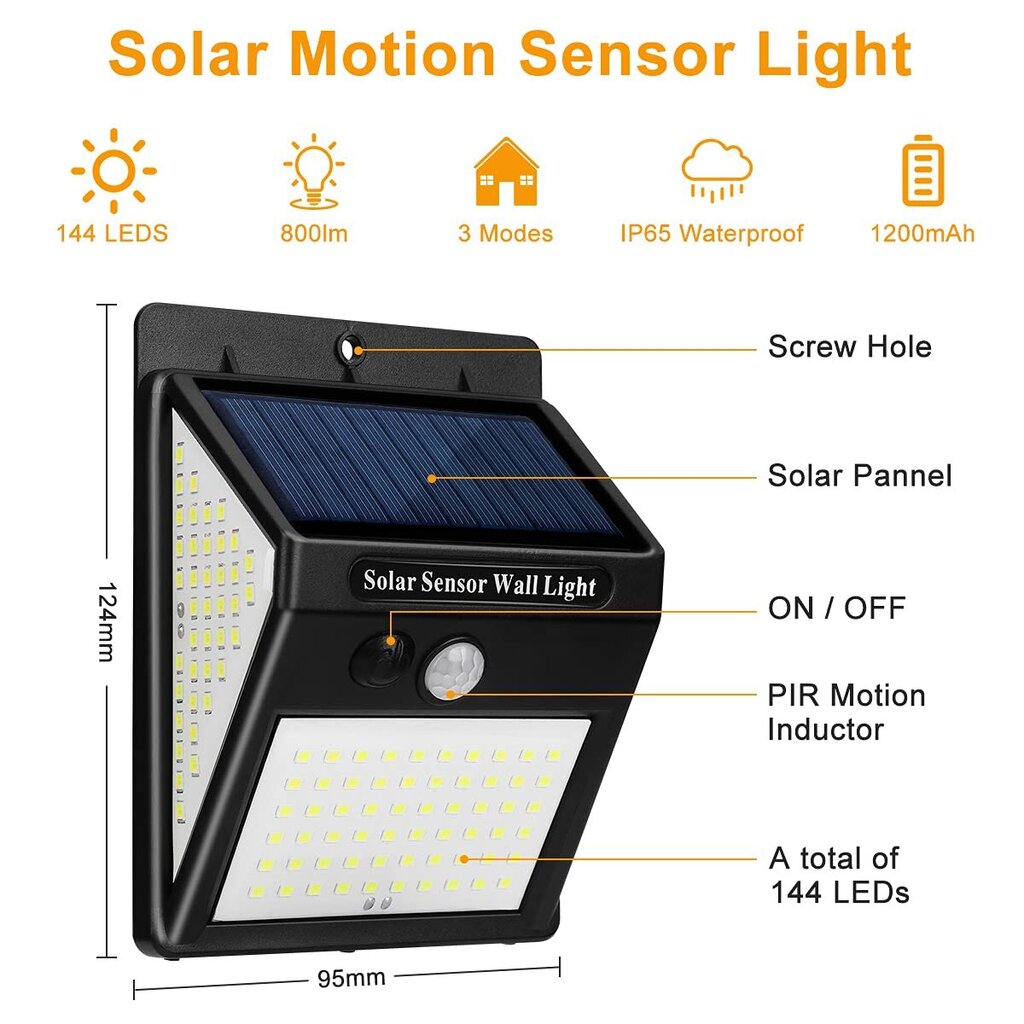 Solar Motion Sensor Light Outdoor, 3 Modes Solar Powered Outdoor hinta ja tiedot | Puutarha- ja ulkovalot | hobbyhall.fi