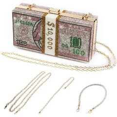 Money Clutch kukkarot naisille, pino käteistä dollareita Crystal Clutch kukkarot hinta ja tiedot | Naisten laukut | hobbyhall.fi