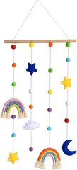 Makrame Rainbow seinäteline lastenhuoneeseen, Rainbow-riippuva valokuvanäyttö pom pom -pallolla hinta ja tiedot | Taulut | hobbyhall.fi