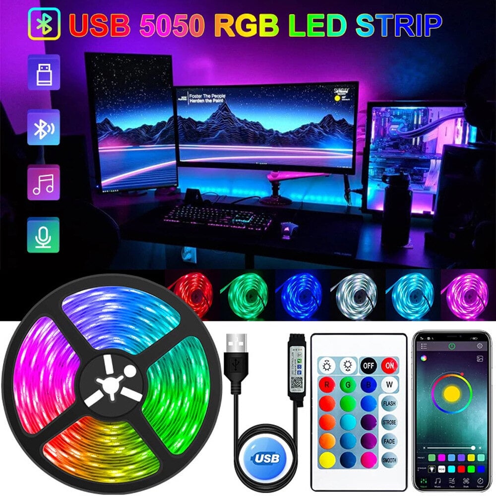 Rullaavat LED-nauhat 15 m Ultra-Long Music Sync -sovellusohjaus kauko-RGB-nauhalla makuuhuoneeseen [Energialuokka A++] hinta ja tiedot | LED-valonauhat | hobbyhall.fi