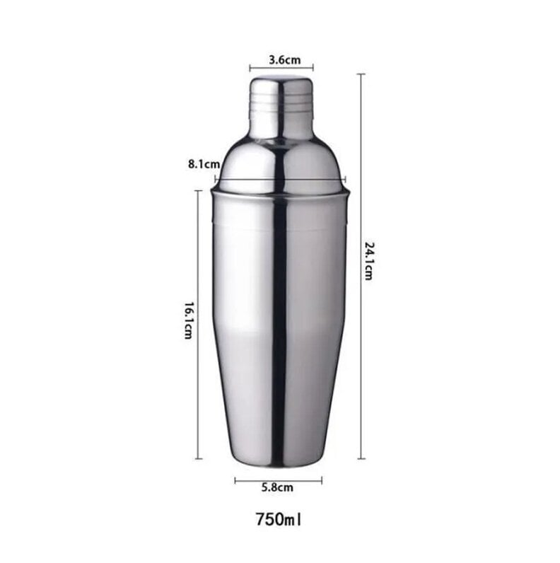 Cocktail Shaker, 5-osainen Cocktail Shaker -sekoitinsarja, ruostumattomasta teräksestä valmistetut baarimikkotyökalut 750 ml hinta ja tiedot | Ruokailuvälineet | hobbyhall.fi