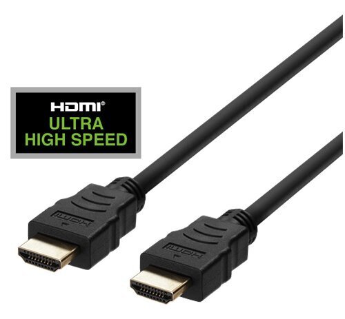 HDMI-kaapeli DELTACO ULTRA High Speed, 48Gbps, 2m, musta / HU-20 hinta ja tiedot | Kaapelit ja adapterit | hobbyhall.fi