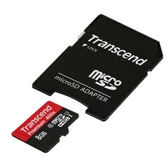 MEMORY MICRO SDHC 8GB W/ADAPT/UHS-I C10 TS8GUSDU1 TRANSCEND hinta ja tiedot | Kameran muistikortit | hobbyhall.fi