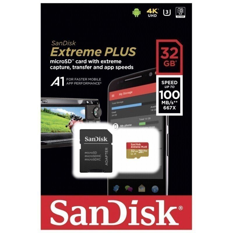 MEMORY MICRO SDHC 32GB UHS-I/W/A SDSQXBG-032G-GN6MA SANDISK hinta ja tiedot | Kameran muistikortit | hobbyhall.fi