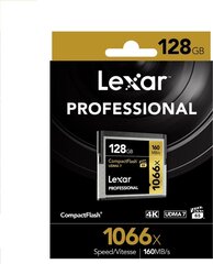 Lexar muistikortti CF 128GB Pro 1066X UDMA 7 VPG-65 R160 hinta ja tiedot | Lexar Puhelimet, älylaitteet ja kamerat | hobbyhall.fi