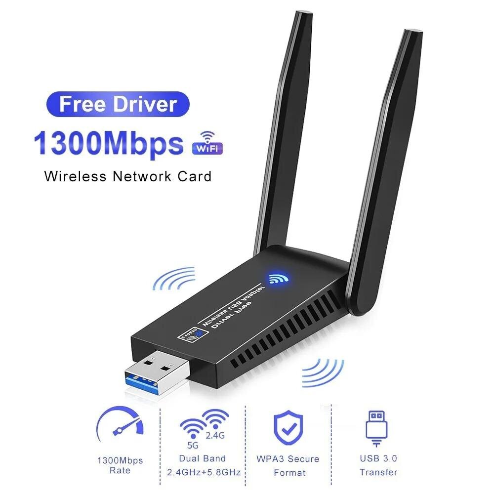 5G 6G 1800 Mbps Langaton verkkokortti USB 3.0 WIFI-sovitin Dual Band Usb3.0 Lan Ethernet-ohjain Ilmainen Bluetooth5.0-sovitin PC:lle hinta ja tiedot | Reitittimet ja modeemit | hobbyhall.fi