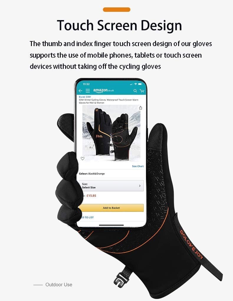Talvipyöräilyhanskat, vedenpitävät kosketusnäytön lämpimät käsineet hinta ja tiedot | Pyöräilyhanskat | hobbyhall.fi