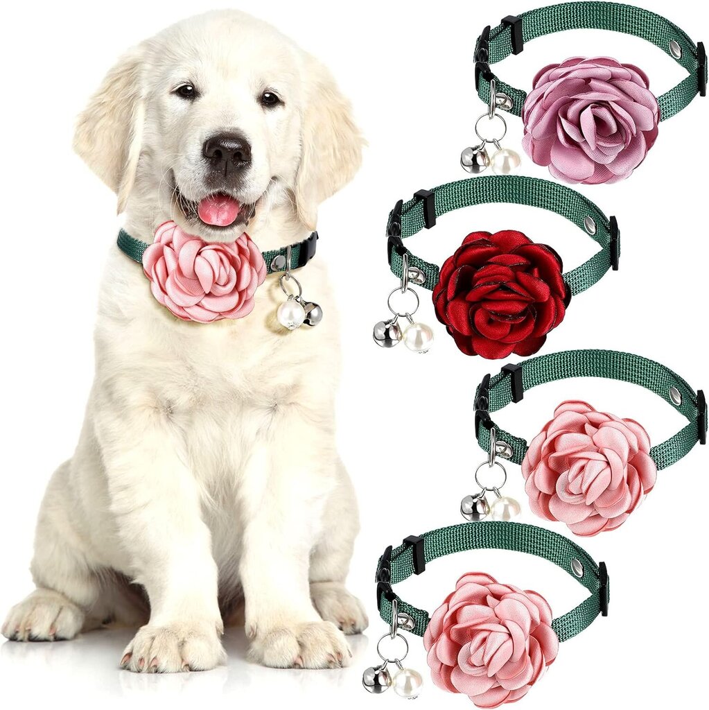 kpl Pet Rose Cat Kaulapanta Koiran kukka Nylon Säädettävä Kaulakoru Bell and Pearl Pet hinta ja tiedot | Lintulaudat ja lintuhäkit | hobbyhall.fi