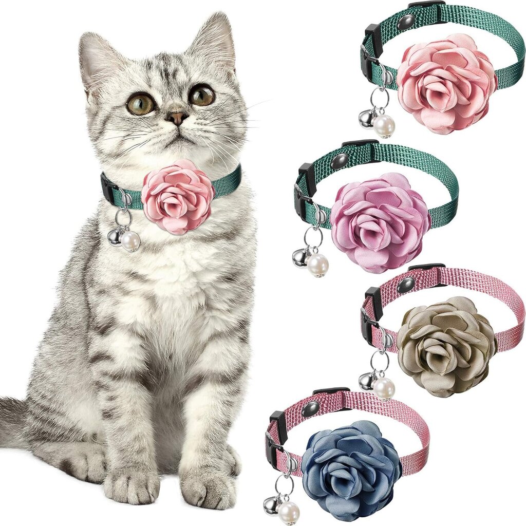 kpl Pet Rose Cat Kaulapanta Koiran kukka Nylon Säädettävä Kaulakoru Bell and Pearl Pet hinta ja tiedot | Lintulaudat ja lintuhäkit | hobbyhall.fi