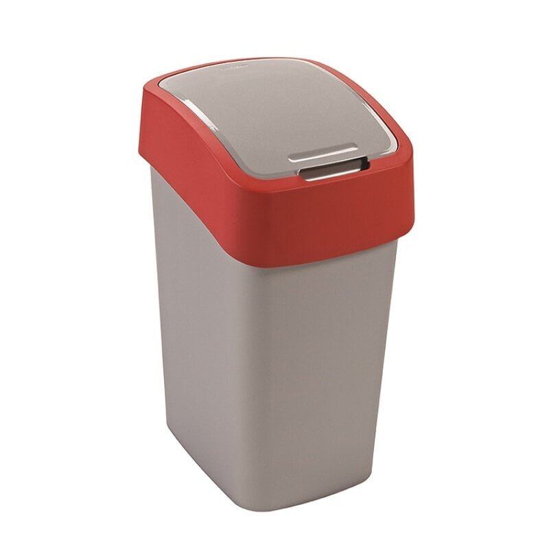 Roskakori Flip Bin, hopea/punainen, 10 l hinta ja tiedot | Roska-astiat | hobbyhall.fi