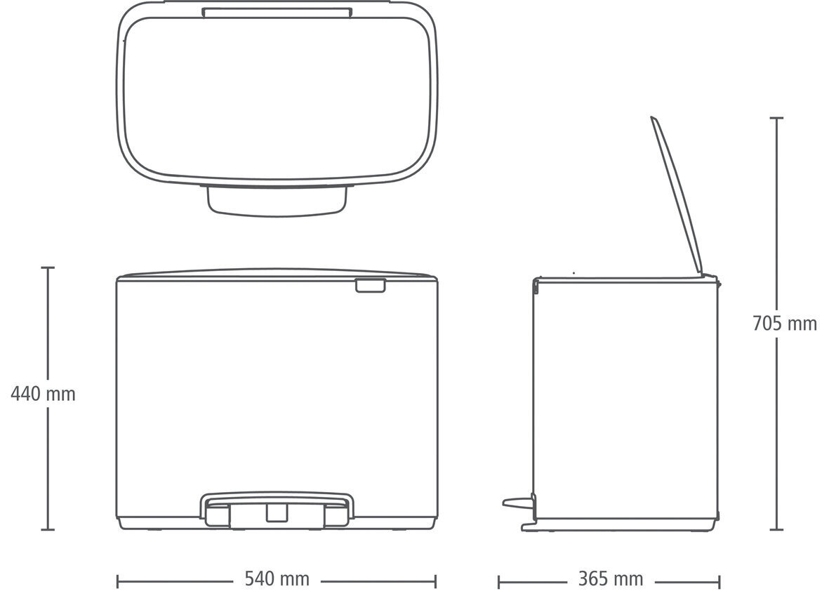 Brabantia Bo Poljinroska-astia 11 + 23L, White hinta ja tiedot | Roska-astiat | hobbyhall.fi