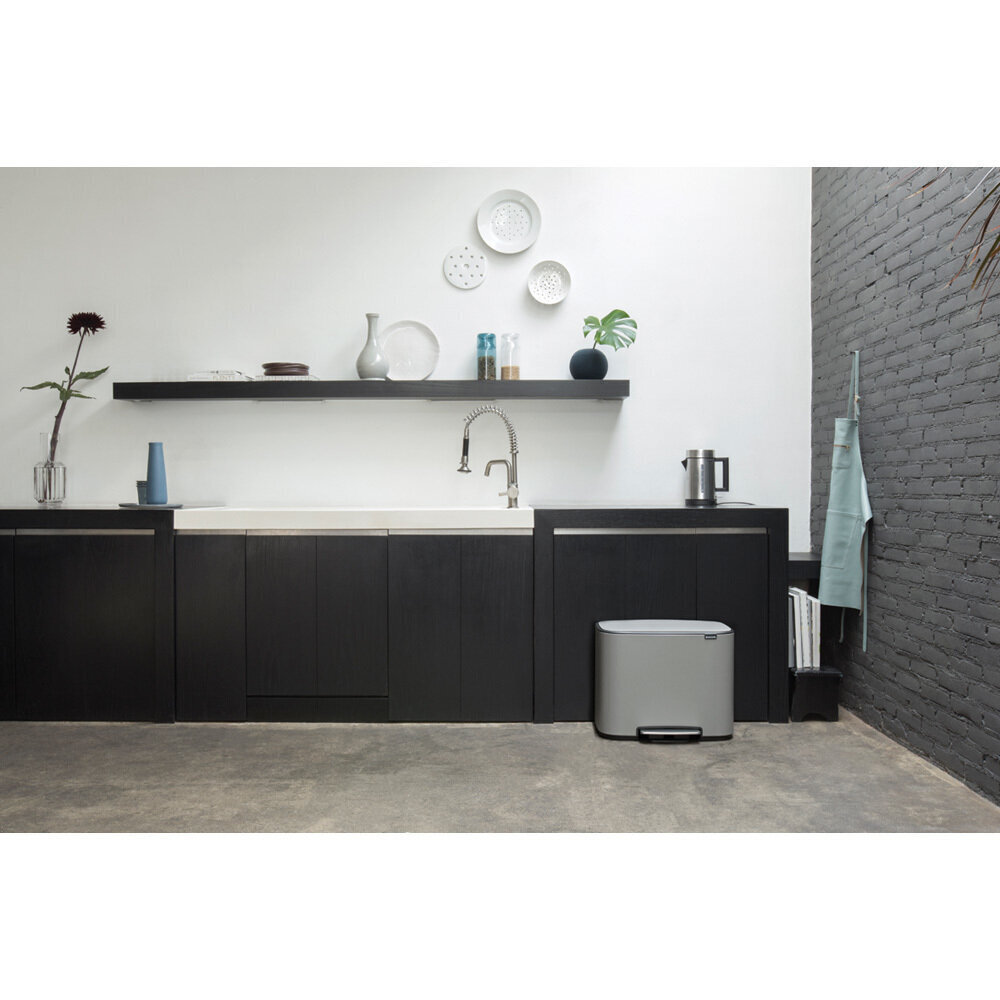 Brabantia Bo Poljinroska-astia 11 + 23L, Mineral Concrete Grey hinta ja tiedot | Roska-astiat | hobbyhall.fi