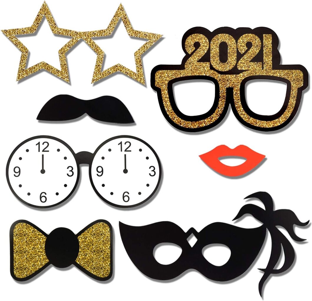 2021 uudenvuoden rekvisiitta Photobooth Funny DIY Kit Photo Booth Props hinta ja tiedot |  Pilailulahjat | hobbyhall.fi