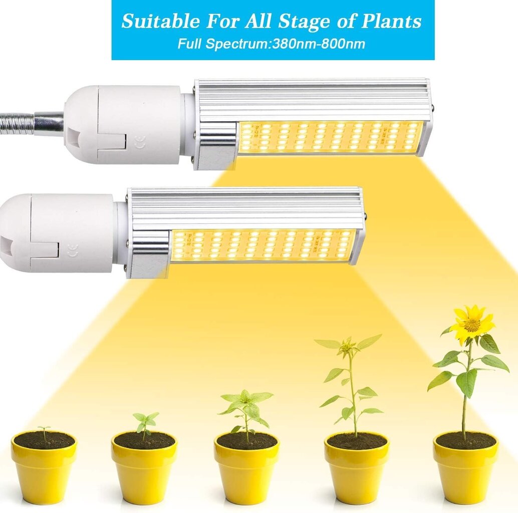 50 W LED Grow -lamput, 2 kpl E27 vaihdettavia kasvipolttimoja hinta ja tiedot | Sisäpuutarhat ja kasvilamput | hobbyhall.fi