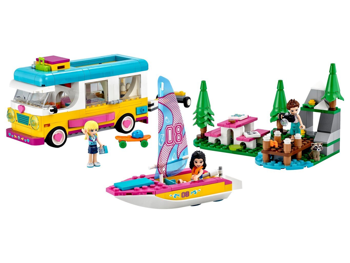 41681 LEGO® Friends Metsäretki asuntoautolla ja purjeveneellä hinta ja tiedot | LEGOT ja rakennuslelut | hobbyhall.fi