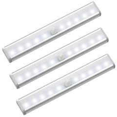 3 kpl LED-liiketunnistinvalojen sarja Vaatekaapin valaisin 10 LEDiä hinta ja tiedot | Kattovalaisimet | hobbyhall.fi