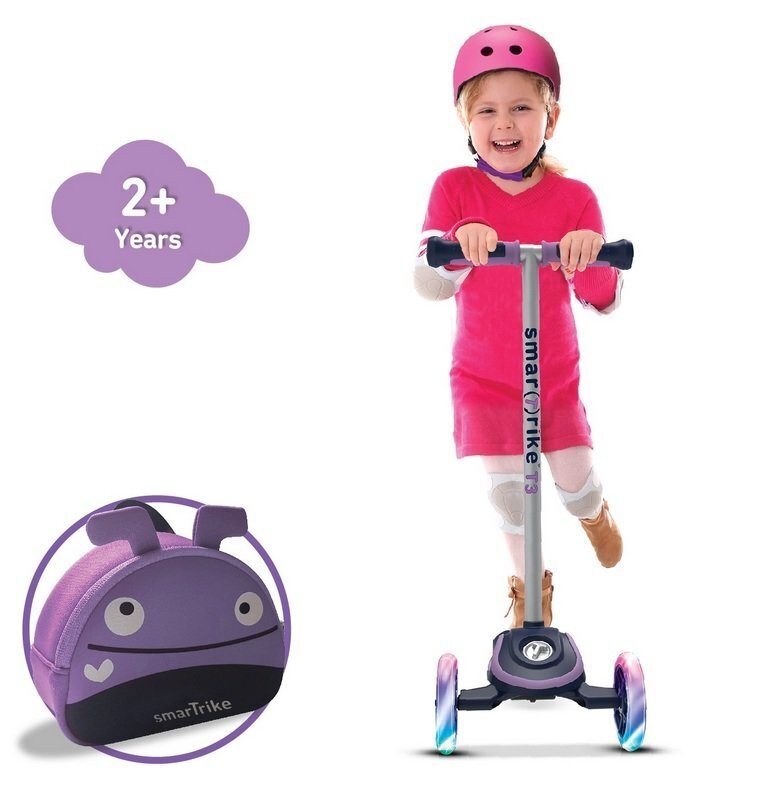 Potkulauta Smart Trike T3 valaistuilla renkailla sekä takakontilla, violetti hinta ja tiedot | Potkulaudat | hobbyhall.fi