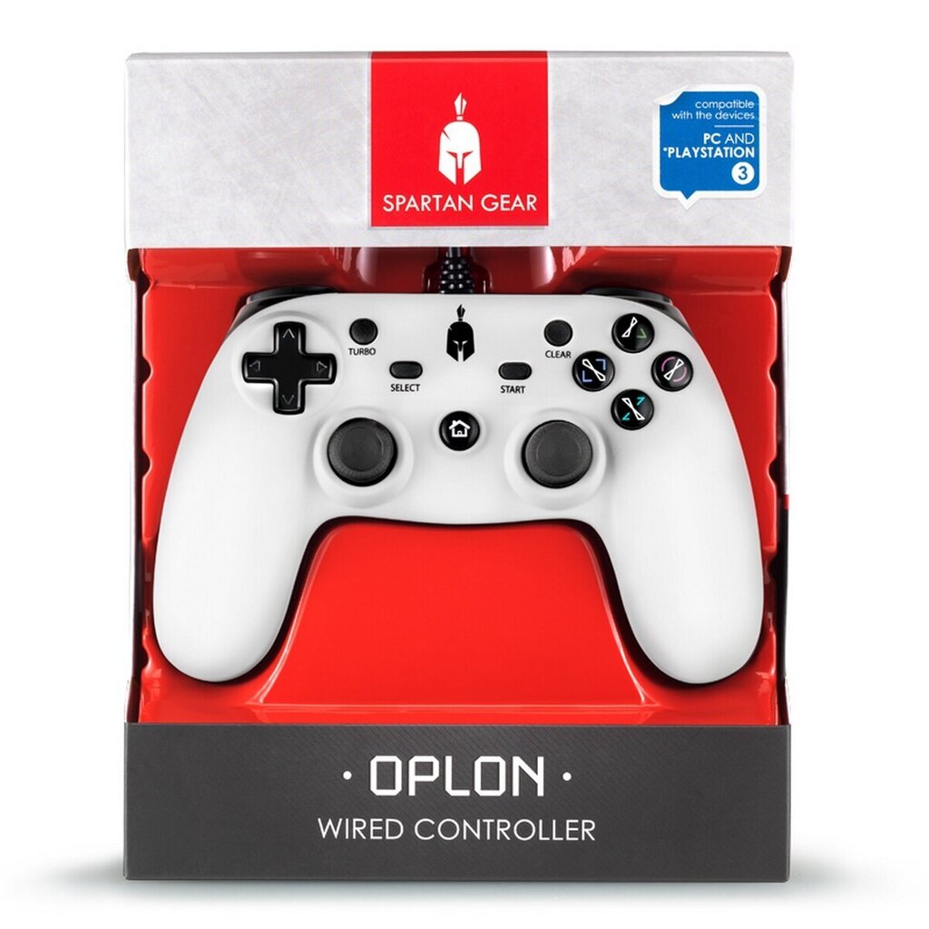 Spartan Gear - Langallinen Oplon-ohjain (yhteensopiva PC:n ja Playstation 3:n kanssa) (väri: valkoinen) hinta ja tiedot | Ohjaimet ja lisätarvikkeet | hobbyhall.fi