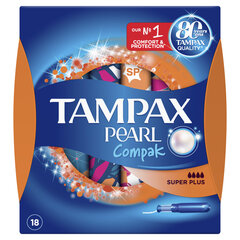 Tamponit TAMPAX Compak Pearl Super Plus 18 kpl hinta ja tiedot | Tampax Hajuvedet ja kosmetiikka | hobbyhall.fi