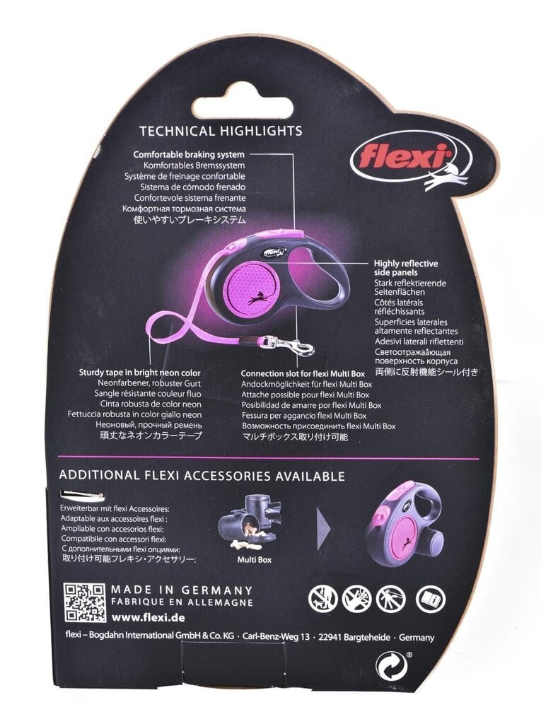 Flexi Neon S, 5m, pinkki hinta ja tiedot | Koiran talutushihnat | hobbyhall.fi