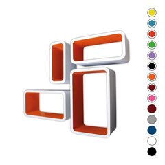 4-osainen hyllysarja CUBE LO01, valkoinen/oranssi hinta ja tiedot | Hyllyt | hobbyhall.fi