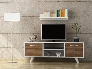 Kalune Design 756 (IV), valkoinen/ruskea Olohuoneen kalustesarja hinta ja tiedot | TV- ja mediakalusteet | hobbyhall.fi