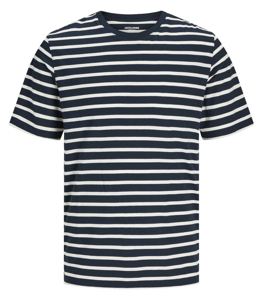 JACK & JONES miesten T-paita 12156101*09, laivastonsininen/valkoinen 5715602894968 hinta ja tiedot | Miesten T-paidat | hobbyhall.fi