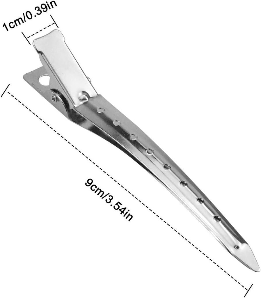 Kampaajan hiusklipsi 24 kpl 9cm hopea metalli hiusklipsit hiusklipsit hinta ja tiedot | Hiustarvikkeet | hobbyhall.fi
