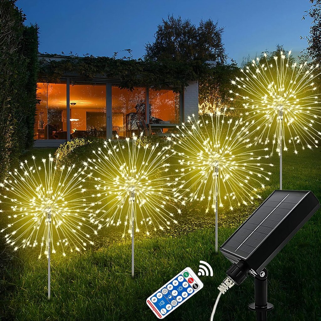 Solar Lights Outdoor Garden, 4 kpl 120 LED ilotulitus kuparia hinta ja tiedot | Puutarha- ja ulkovalot | hobbyhall.fi