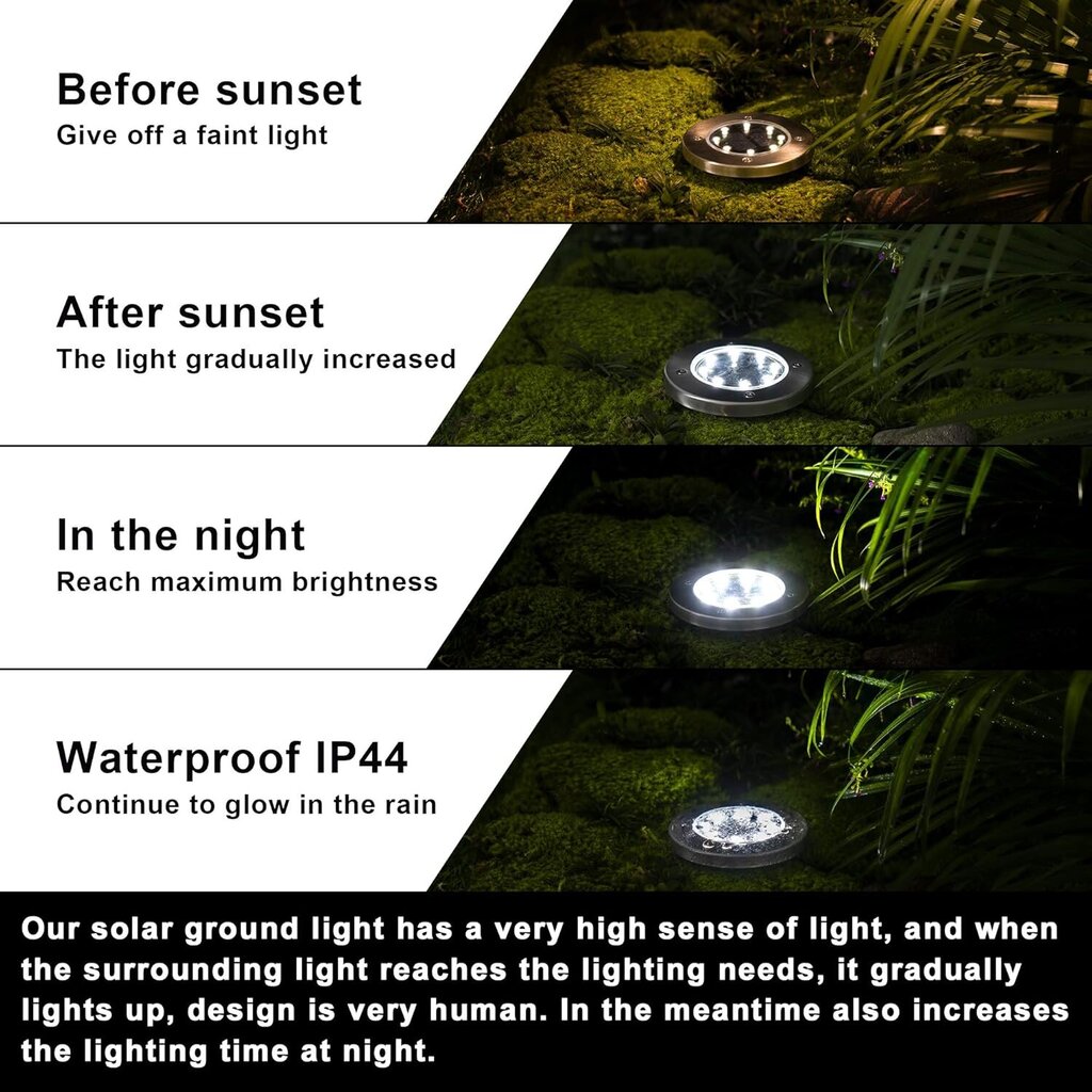 Solar Ground Lights, 4 Pack Solar Disc Lights Outdoor hinta ja tiedot | Puutarha- ja ulkovalot | hobbyhall.fi