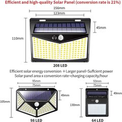 Aurinkovalo ulkona, 208 LED-liiketunnistin ulkona oleva LED-tulva hinta ja tiedot | Puutarha- ja ulkovalot | hobbyhall.fi