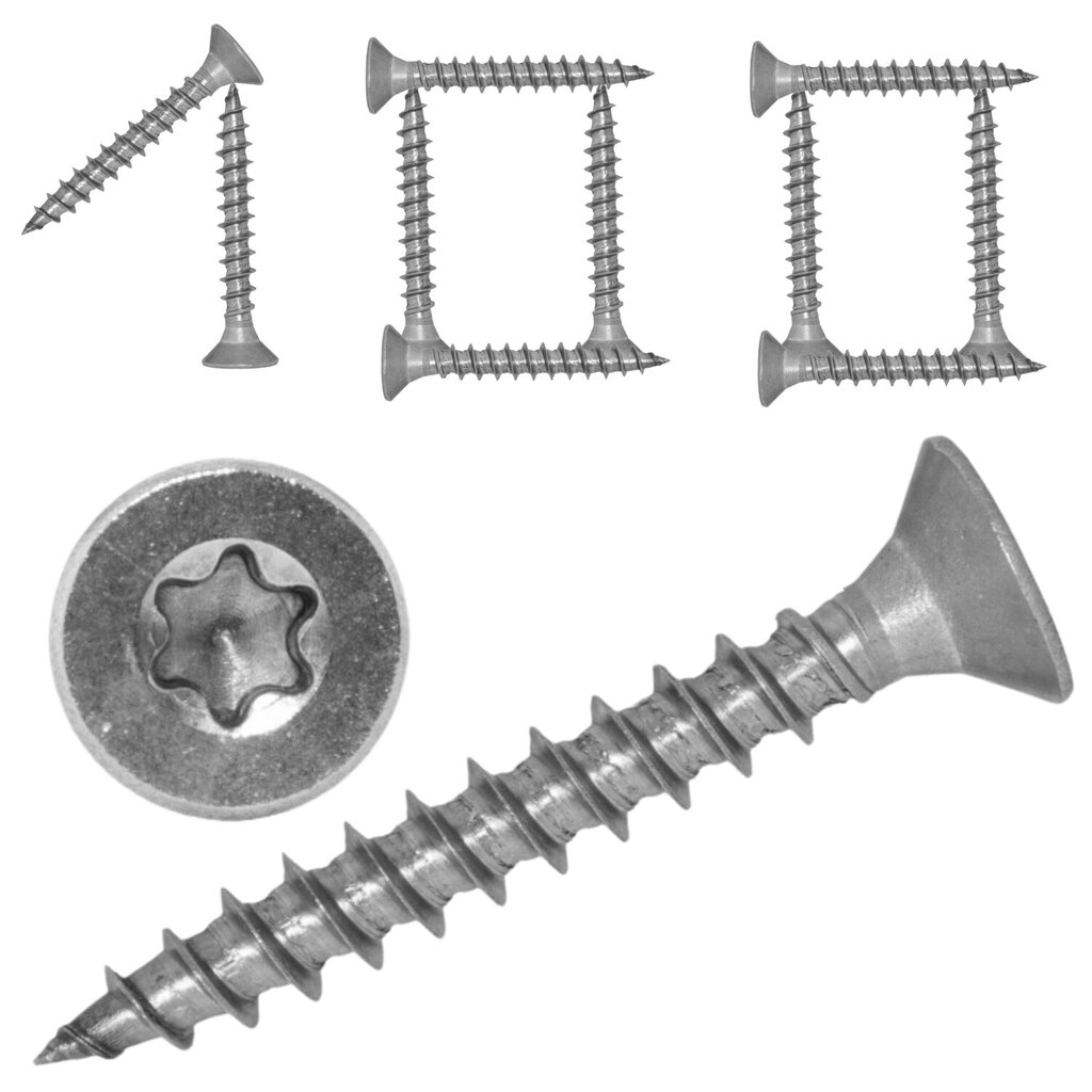 Ruostumattomasta teräksestä Torx-ruuvit, 4 x 45 mm, 100 kpl hinta ja tiedot | Käsityökalut | hobbyhall.fi