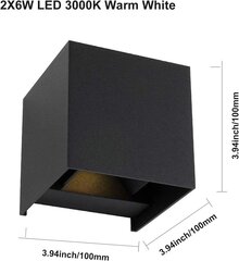 Säädettävä Cube LED-seinävalaisin 6W 3000K Square Seinävalaisin hinta ja tiedot | Puutarha- ja ulkovalot | hobbyhall.fi