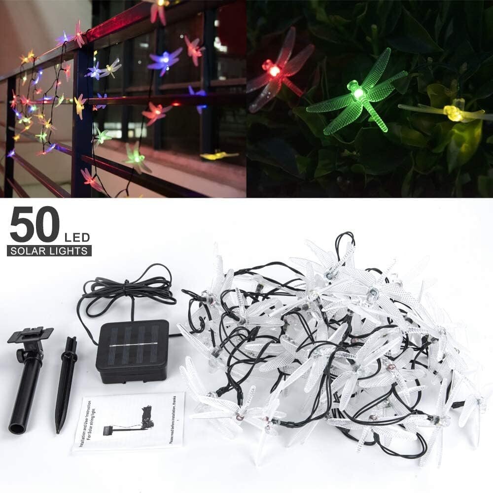 50 LED Solar String Lights Outdoor Dragonfly String Lights hinta ja tiedot | Puutarha- ja ulkovalot | hobbyhall.fi