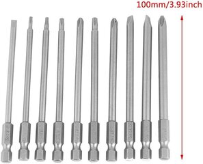 11 x 100 mm pitkät 1/4" BST magneettiset kuusiovarret ruuvimeisselin kärjet hinta ja tiedot | Käsityökalut | hobbyhall.fi