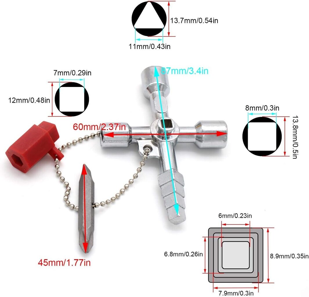 4-suuntainen monitoimiavain, kätevä yleiskaappiavain hinta ja tiedot | Käsityökalut | hobbyhall.fi