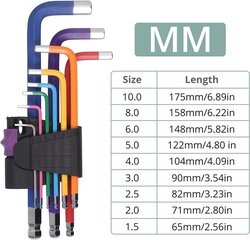 Sarja 9 kpl pallomaisia kuusiokantaavaimia 1,5-10 mm Spheri color hinta ja tiedot | Käsityökalut | hobbyhall.fi