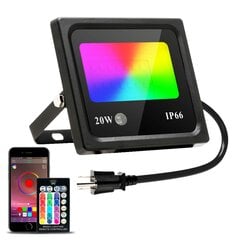 20 W RGB Flood Light, kaukosäädin ja APP Dual Mode Control LED Flood hinta ja tiedot | Puutarha- ja ulkovalot | hobbyhall.fi