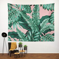 Tapestry seinälle ripustettava Tropical Green Leaves Pink Exotic Leaf hinta ja tiedot | Käsityökalut | hobbyhall.fi