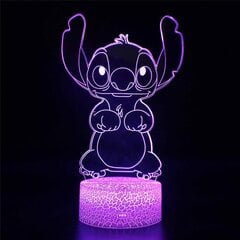 3d Illusion Stitch Night Light - Stitch Light 7 väriä vaihtaa kosketuskytkintä, sarjakuva Stitch Lamp huoneen sisustus lapsille Birthday-B hinta ja tiedot | Lastenhuoneen valaisimet | hobbyhall.fi