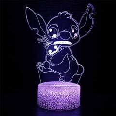 3d Illusion Stitch Night Light - Stitch Light 7 väriä vaihtaa kosketuskytkintä, sarjakuva Stitch Lamp huoneen sisustus lapsille Birthday-G hinta ja tiedot | Lastenhuoneen valaisimet | hobbyhall.fi